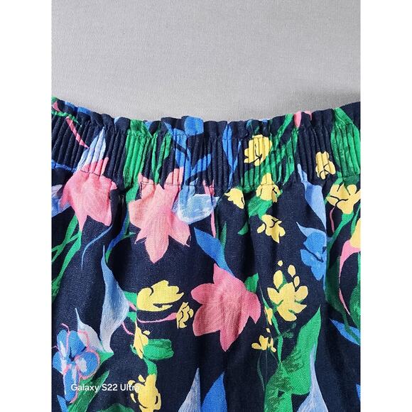 J. Crew Womans 2 Linen Blend Mini Pull-on Skirt Pull On Floral Hawaiian Coastal - Picture 3 of 8